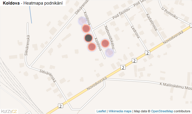 Mapa Koldova - Firmy v ulici.