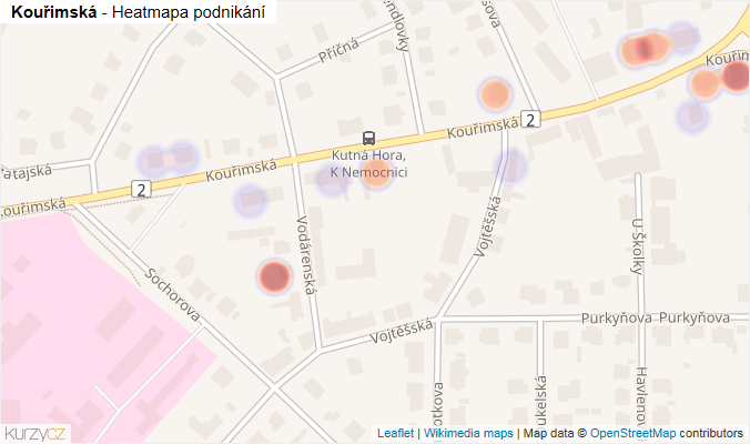 Mapa Kouřimská - Firmy v ulici.