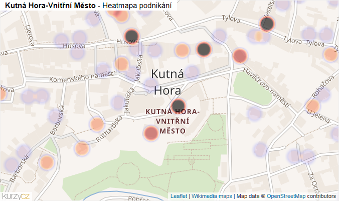 Mapa Kutná Hora-Vnitřní Město - Firmy v části obce.