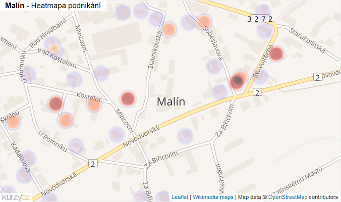 Mapa Malín - Firmy v části obce.