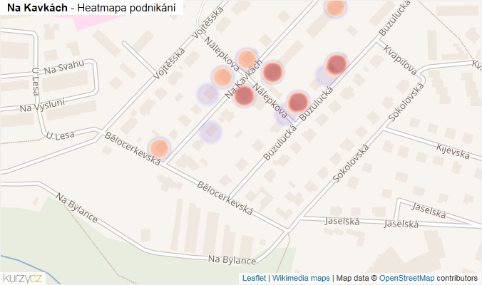 Mapa Na Kavkách - Firmy v ulici.