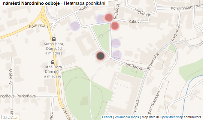 Mapa náměstí Národního odboje - Firmy v ulici.