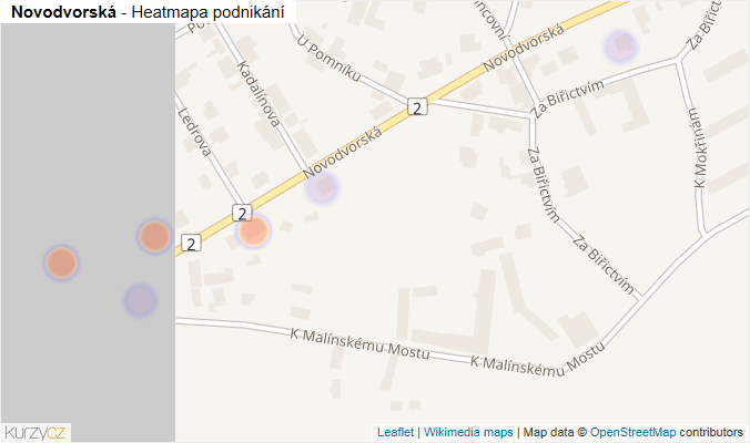 Mapa Novodvorská - Firmy v ulici.