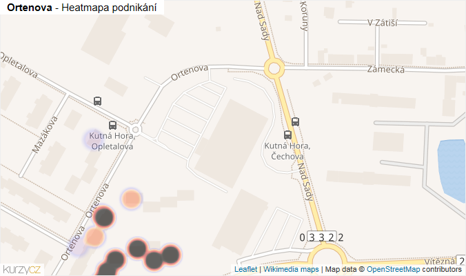 Mapa Ortenova - Firmy v ulici.