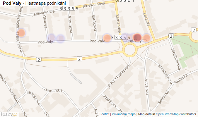 Mapa Pod Valy - Firmy v ulici.