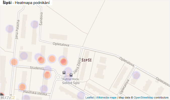 Mapa Šipší - Firmy v části obce.