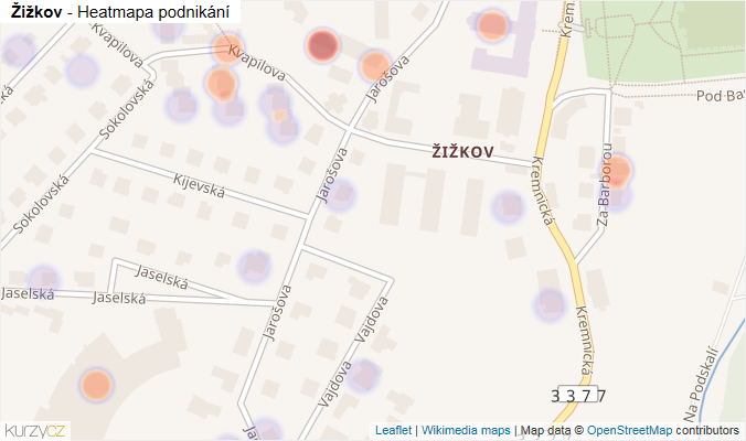 Mapa Žižkov - Firmy v části obce.