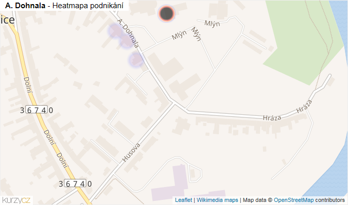 Mapa A. Dohnala - Firmy v ulici.