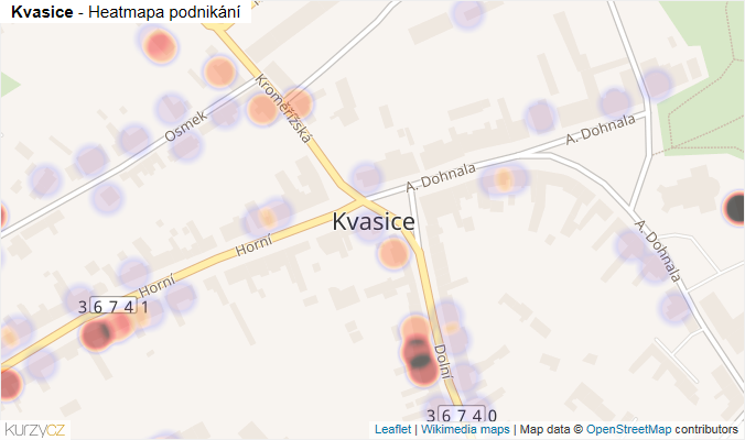 Mapa Kvasice - Firmy v části obce.
