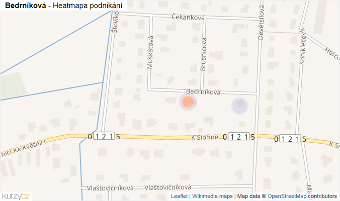 Mapa Bedrníková - Firmy v ulici.