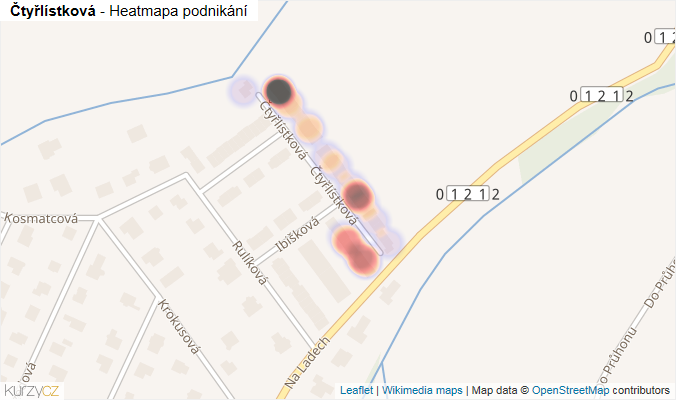 Mapa Čtyřlístková - Firmy v ulici.