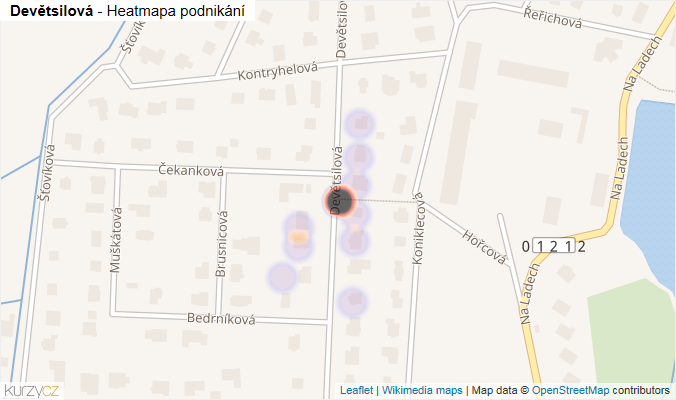 Mapa Devětsilová - Firmy v ulici.