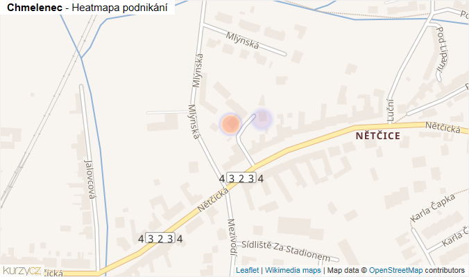 Mapa Chmelenec - Firmy v ulici.