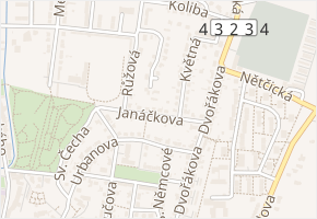 Janáčkova v obci Kyjov - mapa ulice