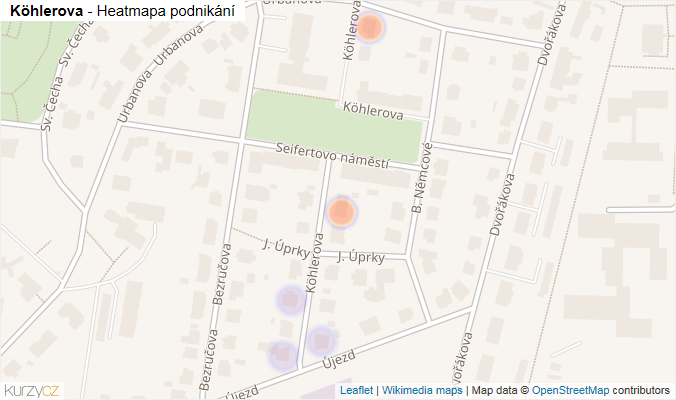 Mapa Köhlerova - Firmy v ulici.