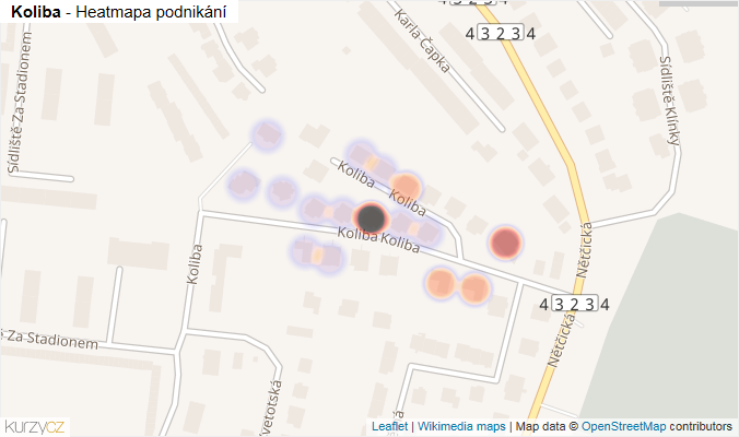 Mapa Koliba - Firmy v ulici.