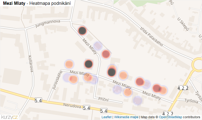 Mapa Mezi Mlaty - Firmy v ulici.