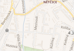 Mezivodí v obci Kyjov - mapa ulice