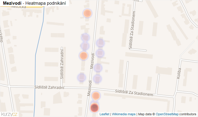 Mapa Mezivodí - Firmy v ulici.