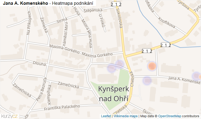 Mapa Jana A. Komenského - Firmy v ulici.