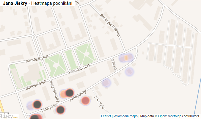Mapa Jana Jiskry - Firmy v ulici.