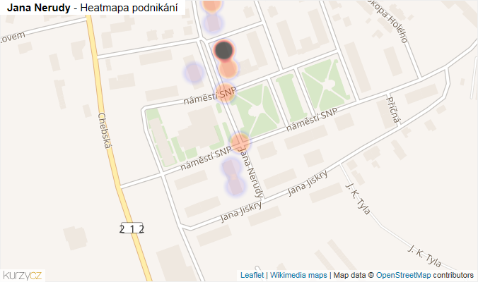 Mapa Jana Nerudy - Firmy v ulici.