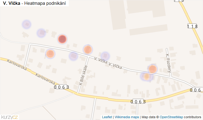 Mapa V. Vlčka - Firmy v ulici.
