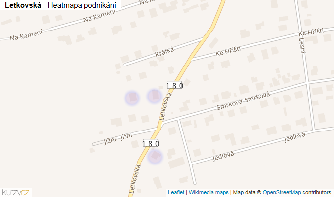 Mapa Letkovská - Firmy v ulici.