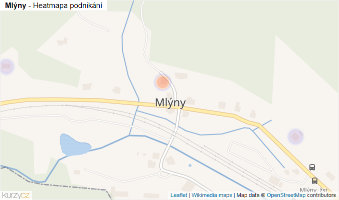 Mapa Mlýny - Firmy v části obce.