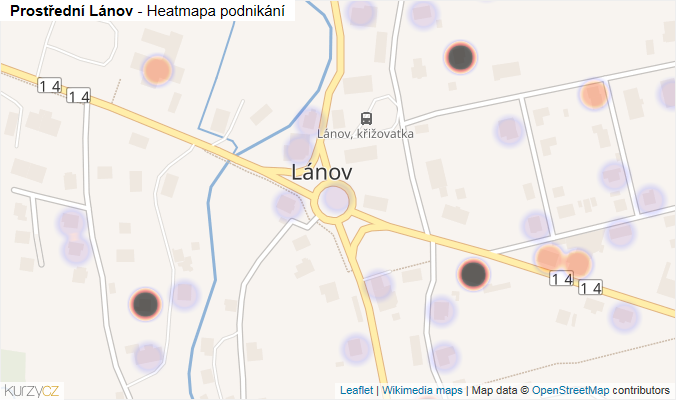 Mapa Prostřední Lánov - Firmy v části obce.