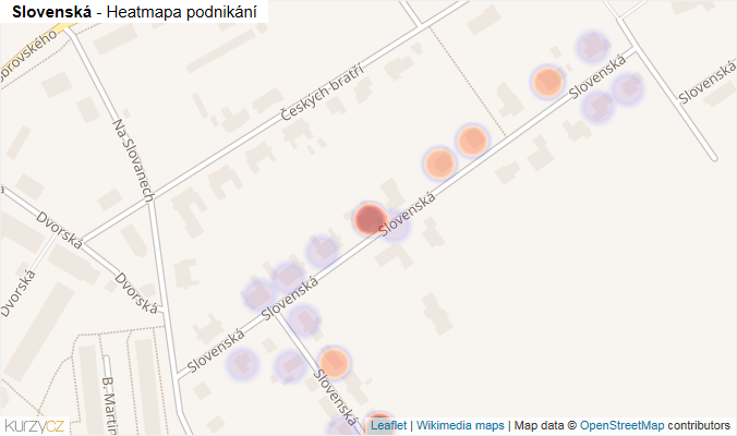 Mapa Slovenská - Firmy v ulici.