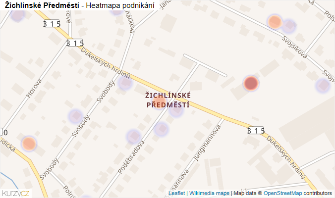Mapa Žichlínské Předměstí - Firmy v části obce.