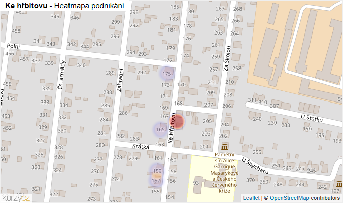 Mapa Ke hřbitovu - Firmy v ulici.