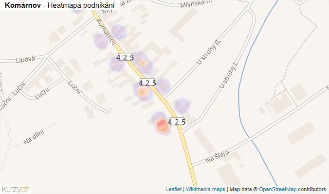 Mapa Komárnov - Firmy v ulici.