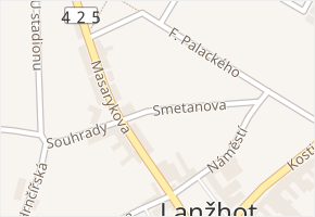 Smetanova v obci Lanžhot - mapa ulice