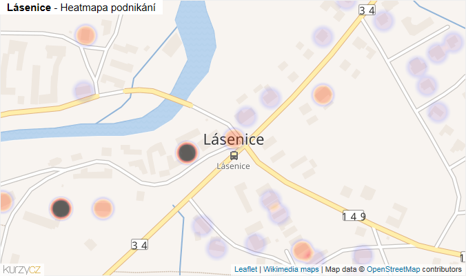 Mapa Lásenice - Firmy v části obce.