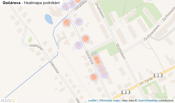 Mapa Gočárova - Firmy v ulici.
