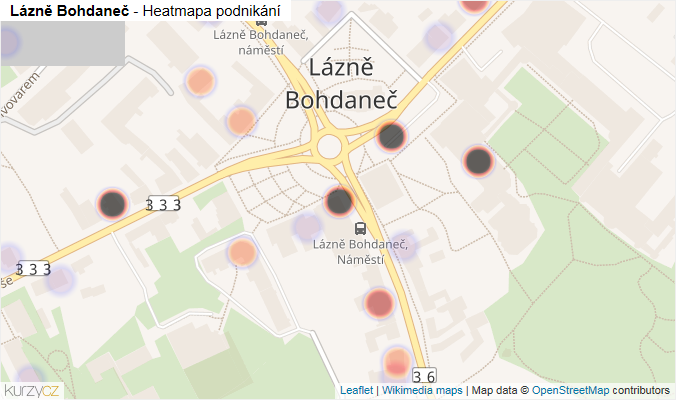 Mapa Lázně Bohdaneč - Firmy v části obce.