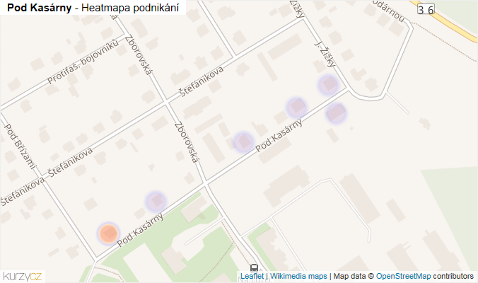 Mapa Pod Kasárny - Firmy v ulici.
