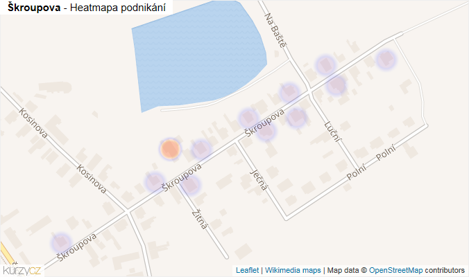 Mapa Škroupova - Firmy v ulici.
