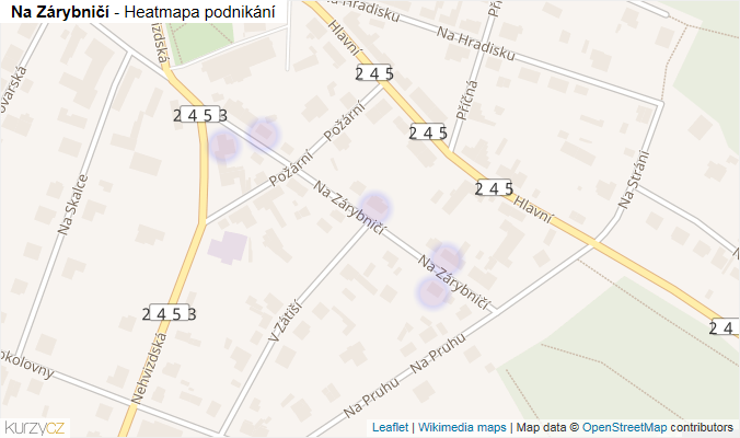 Mapa Na Zárybničí - Firmy v ulici.