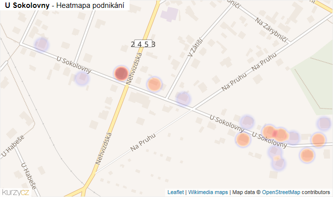 Mapa U Sokolovny - Firmy v ulici.