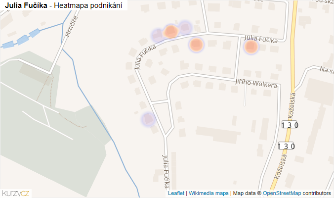 Mapa Julia Fučíka - Firmy v ulici.