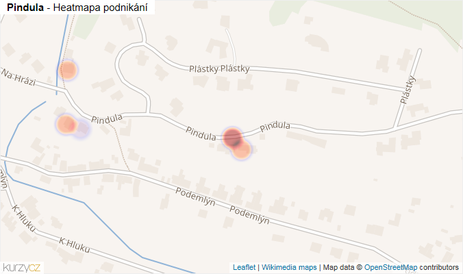 Mapa Pindula - Firmy v ulici.