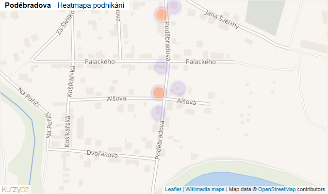 Mapa Poděbradova - Firmy v ulici.