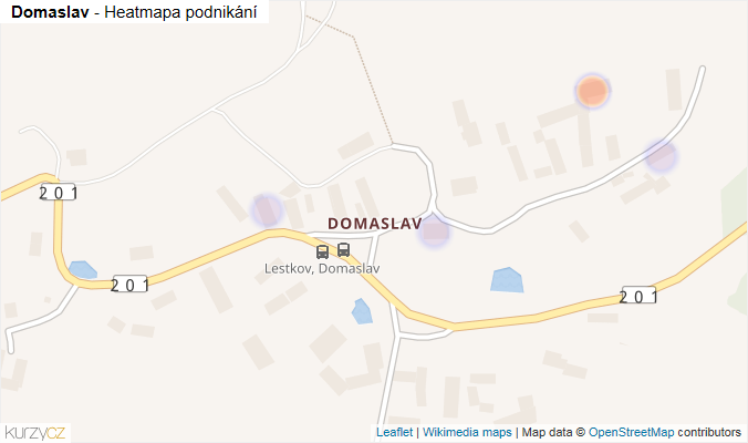 Mapa Domaslav - Firmy v části obce.