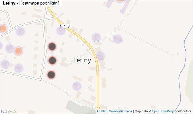 Mapa Letiny - Firmy v části obce.