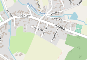 Jedlová v obci Letkov - mapa ulice