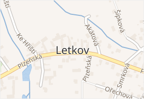 Letkov v obci Letkov - mapa části obce