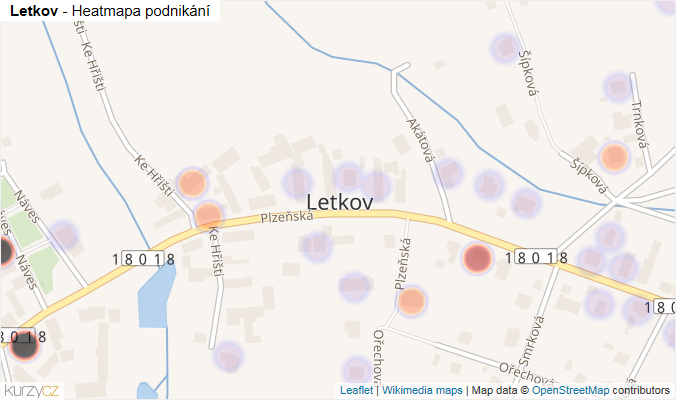 Mapa Letkov - Firmy v části obce.